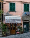 Cozy facade of an old building in Riomaggiore, Cinque Terre