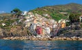 Riomaggiore, Italy, in the Cinque Terre coastal area at dusk Royalty Free Stock Photo