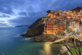 Riomaggiore, Italy in Cinque Terre at Dusk Royalty Free Stock Photo