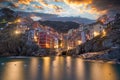 Riomaggiore, La Spezia, Italy Beautiful Hillside Town in Cinque Terre Royalty Free Stock Photo