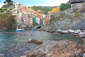 Riomaggiore seaside village traditional housing built up both h