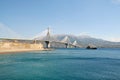 Rio Antirio bridge and ferry boat Royalty Free Stock Photo