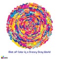 Riot of colors. Artistic bright multicolor circle. CMYK colours