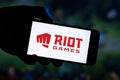 Riot Games editorial. Illustrative photo for news about Riot Games - an American video game developer, publisher and esports Royalty Free Stock Photo