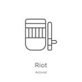 riot icon vector from activist collection. Thin line riot outline icon vector illustration. Outline, thin line riot icon for