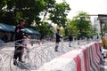 Riot-police guarding Government House in Bangkok Royalty Free Stock Photo