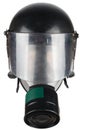 Riot police helmet with protective glass and gas mask on manikin head Royalty Free Stock Photo