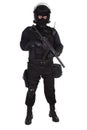 Riot police officer in black uniform Royalty Free Stock Photo