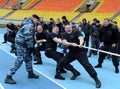 Riot policemen compete in tug of war