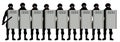 Riot squad crowd with shields. Police special forces with batons. Silhouette vector illustration