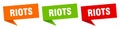 riots banner. riots speech bubble label set.