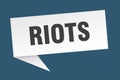 riots banner. riots speech bubble.