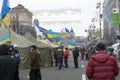 Riots in the Khreschatyk Street in Kiev Royalty Free Stock Photo