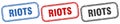 riots square isolated sign set. riots stamp.