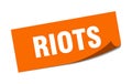 riots sticker. square isolated label sign. peeler