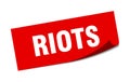 riots sticker. square isolated label sign. peeler