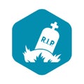 Rip grave icon, simple style