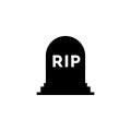 Rip grave vector icon. Tombstone Gravestone death rest in peace flat funeral symbol.