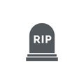 Rip grave vector icon. Tombstone Gravestone death rest in peace flat funeral symbol. Royalty Free Stock Photo