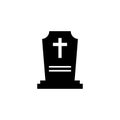 Rip grave vector icon. Tombstone Gravestone death rest in peace flat funeral symbol.