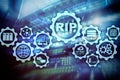 RIP Routing Information Protocol. Technology networks cocept.
