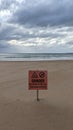 Rip tide Danger sign on ballybunion beach on the Wild Atlantic Way