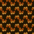 Ripe Acorn Background. Autumn Oak Nut and Seed Seamless Pattern Royalty Free Stock Photo