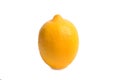 Ripe appetizing tasty and acerb yellow vertical lemonon on a white isolated background Royalty Free Stock Photo