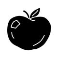 Ripe apple glyph icon. Healthy food, vegetarian nutrition, vitamin diet silhouette symbol. Negative space. Organic fresh