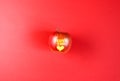 Apple with words I LOVE YOU on red background Royalty Free Stock Photo