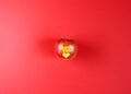 Apple with words I LOVE YOU on red background Royalty Free Stock Photo