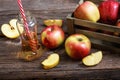 Ripe apples and apple juice