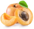 Ripe apricot fruits with a leaf. File contains clipping path Royalty Free Stock Photo