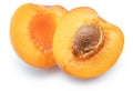 Ripe apricot halves on white background. File contains clipping path Royalty Free Stock Photo