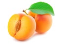 Ripe apricot one and a half fruit isolated on white background Royalty Free Stock Photo