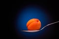 Ripe apricot on a spoon. Royalty Free Stock Photo
