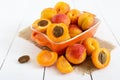 Ripe apricots in a ceramic bowl Royalty Free Stock Photo