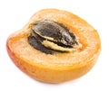 Ripe apricots cross section with apricot seed in it. Clipping paths Royalty Free Stock Photo