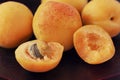 Ripe apricots fruitclose up, vegetarian organic food Royalty Free Stock Photo