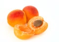 Ripe apricots with seed solated on white background. Healthy fr