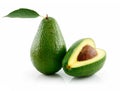 Ripe Avocado With Green Leaf Isolated on White Royalty Free Stock Photo