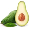 Ripe avocado with green leaf Royalty Free Stock Photo