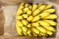 Ripe baby bananas in a box for sale Royalty Free Stock Photo