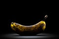 Ripe banana close-up in dramatic low light Royalty Free Stock Photo