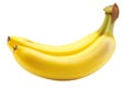 Ripe banana cut out on and isolated on a white background
