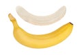 Ripe banana. Peeled banana. Isolated white background. Royalty Free Stock Photo