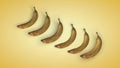 Ripe banana on a yellow background. 3D rendering