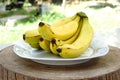 Ripe banana, yellow cavendish bananas ready to eat.