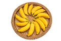 Ripe bananas on a bamboo tray isolate whaitbackground with clippingpath Royalty Free Stock Photo