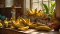 Ripe bananas healthy in the itchen tropical food diet snack fruit fresh